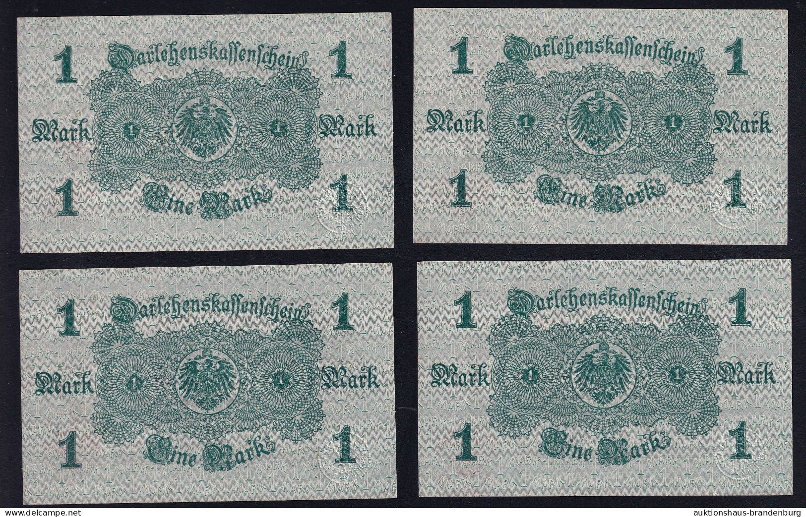 Berlin: 4x 1 Mark 12.8.1914 - Serie 472 Mit Laufender KN - Darlehenskasse (DEU-58) - Sonstige & Ohne Zuordnung