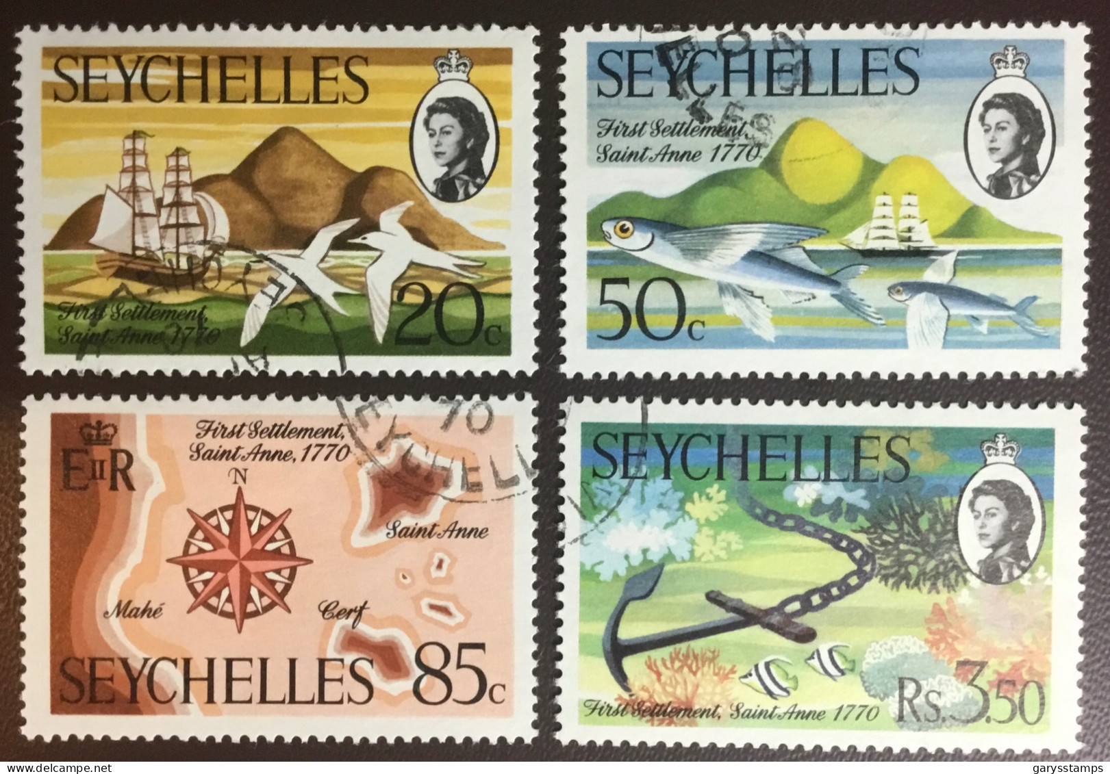 Seychelles 1970 Settlement Bicentennial Fish Birds FU - Seychellen (...-1976)