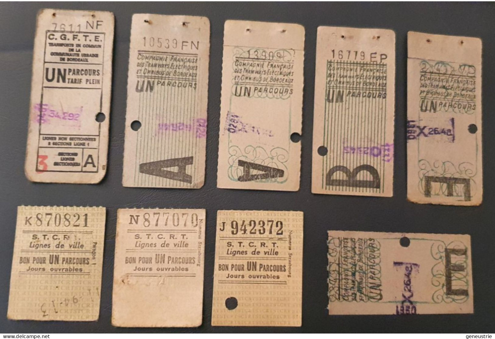 Lot Tickets De Tramway / Bus Début Années 50 "STCRT (Toulouse) Et TEBO, CFTEOB (Bordeaux)" - Europa