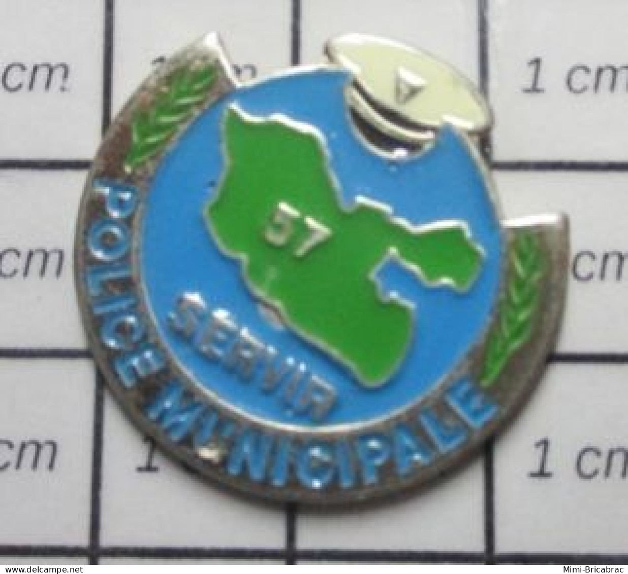 2922 Pin's Pins / Beau Et Rare / POLICE / POLICE MUNICIPALE DU 57 SERVIR - Police