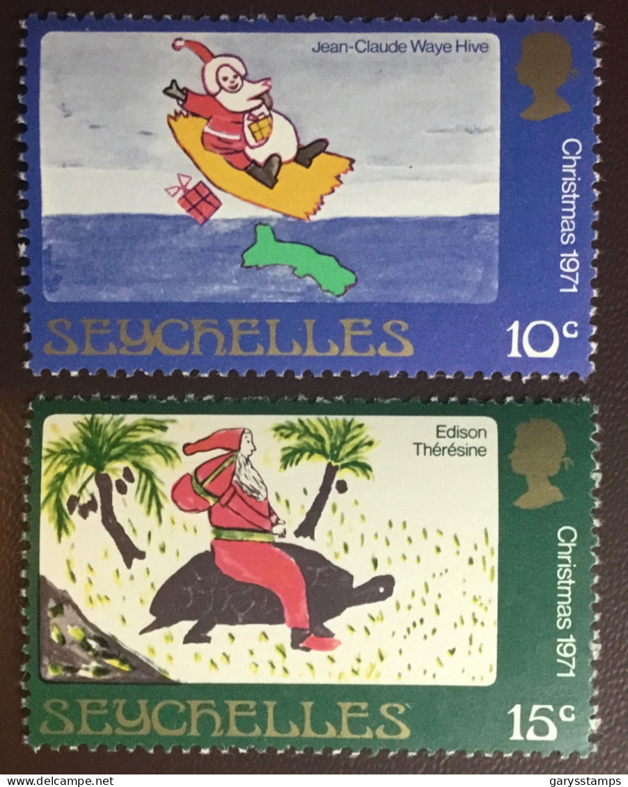 Seychelles 1971 Christmas Watermark Crown To Left Set MNH - Seychelles (...-1976)