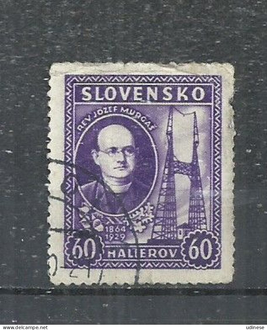 SLOVAKIA 1941 -  JOZEF MURGAS 10th DEATH ANNIVERSARY -.USED  OBLITERE GESTEMPELT USADO - Used Stamps