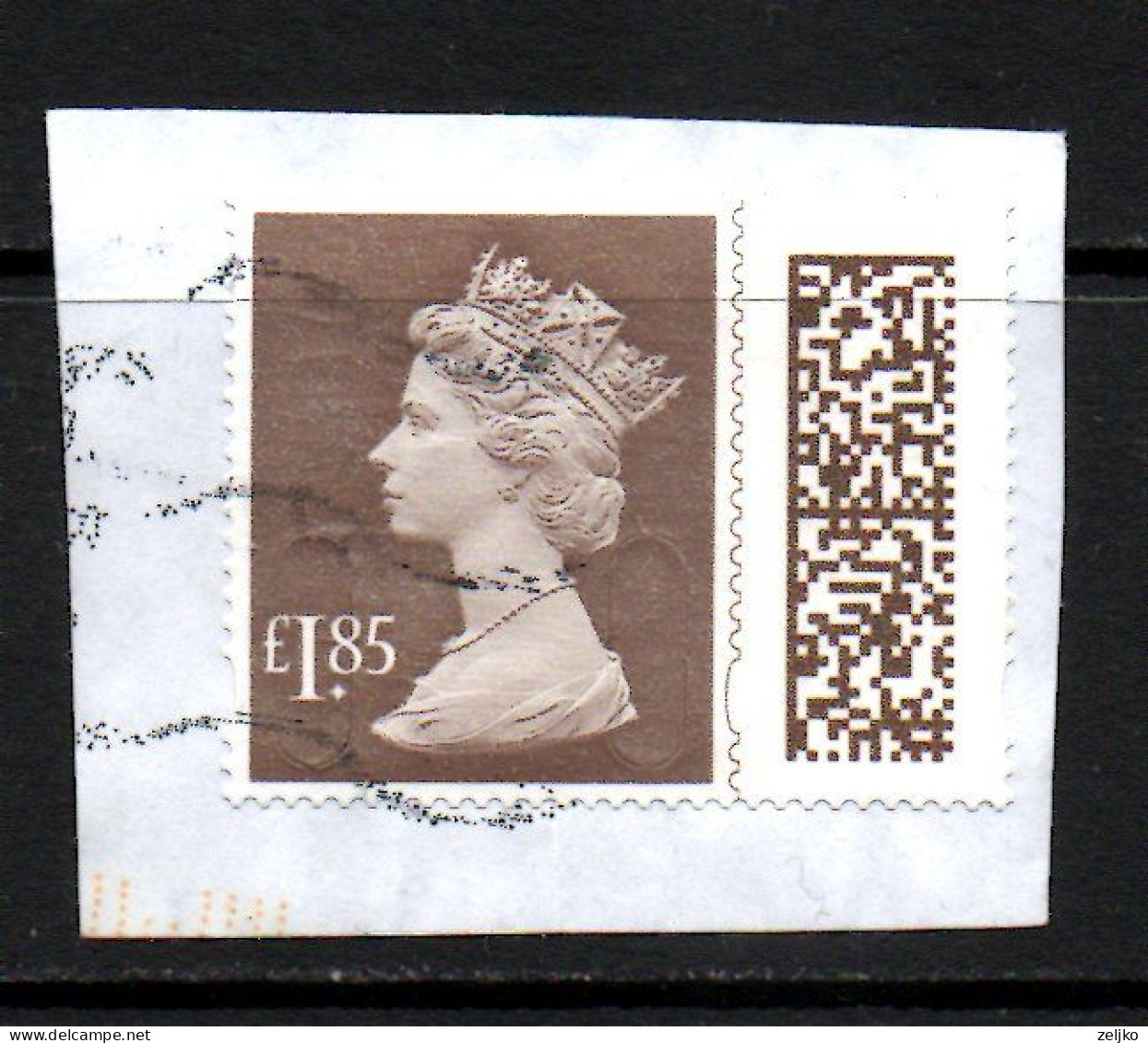 UK, GB, Great Britain, Used, Barcode, Queen Elizabeth 1,85 Gbp (2) - Lettres & Documents