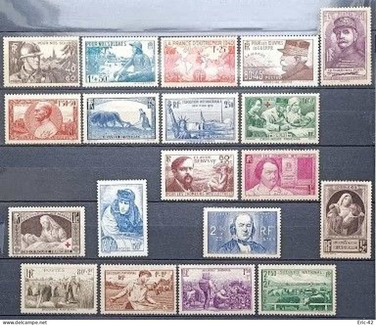 FRANCE ANNEE 1940 COMPLETE 19 TIMBRES NEUFS X - 1940-1949