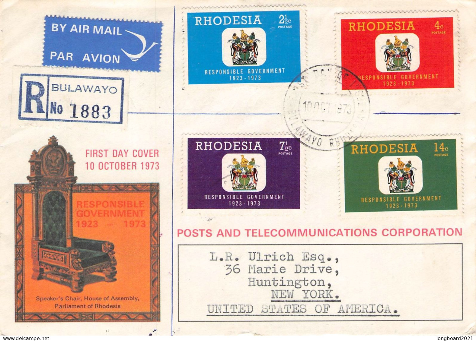 RHODESIA - FDC 1973 RESPONSIBLE GOVERNMENT / 716 - Rhodesia (1964-1980)