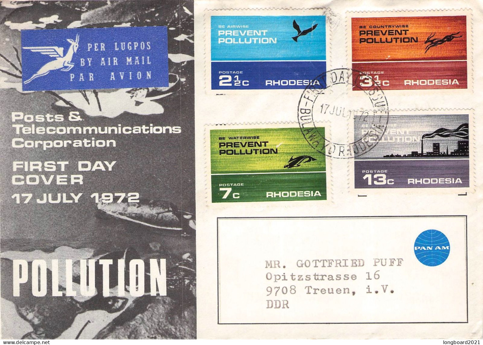 RHODESIA - FDC 1972 POLLUTION / 717 - Rhodesia (1964-1980)