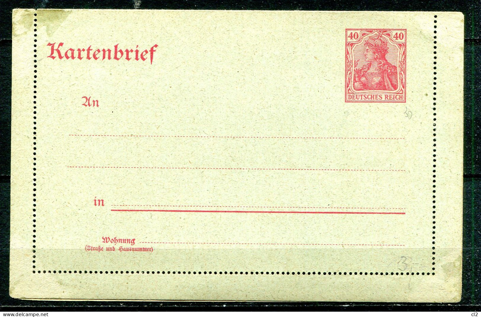 ALLEMAGNE - Entier Postal (Ganzsache) Mi K21 - Andere & Zonder Classificatie