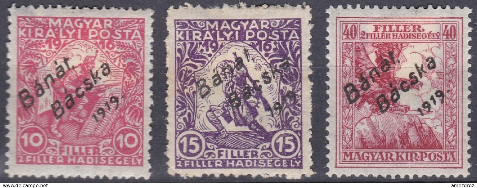 Hongrie Banat Bacska 1919 Mi 3-5 * Timbres De Charité (K12) - Banat-Bacska