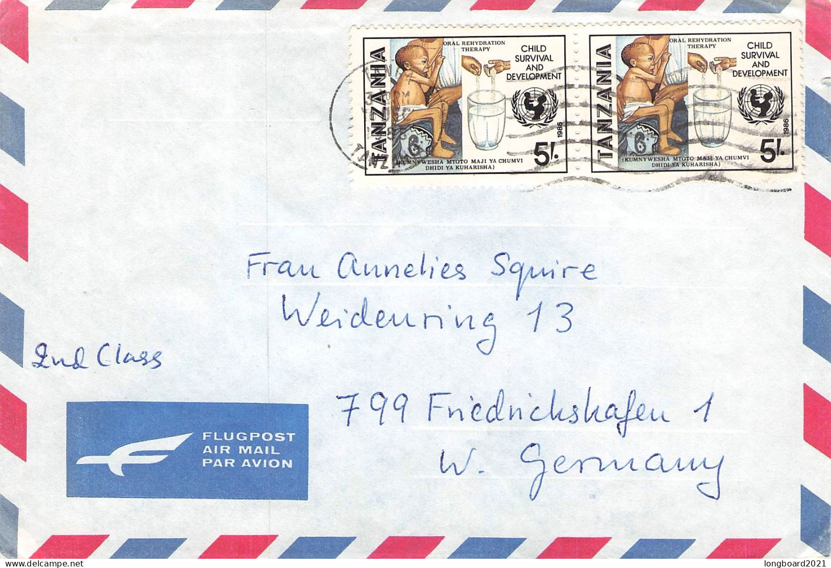 TANZANIA - AIRMAIL 1988 - FRIEDRICHSHAFEN/DE / 732 - Tanzanie (1964-...)