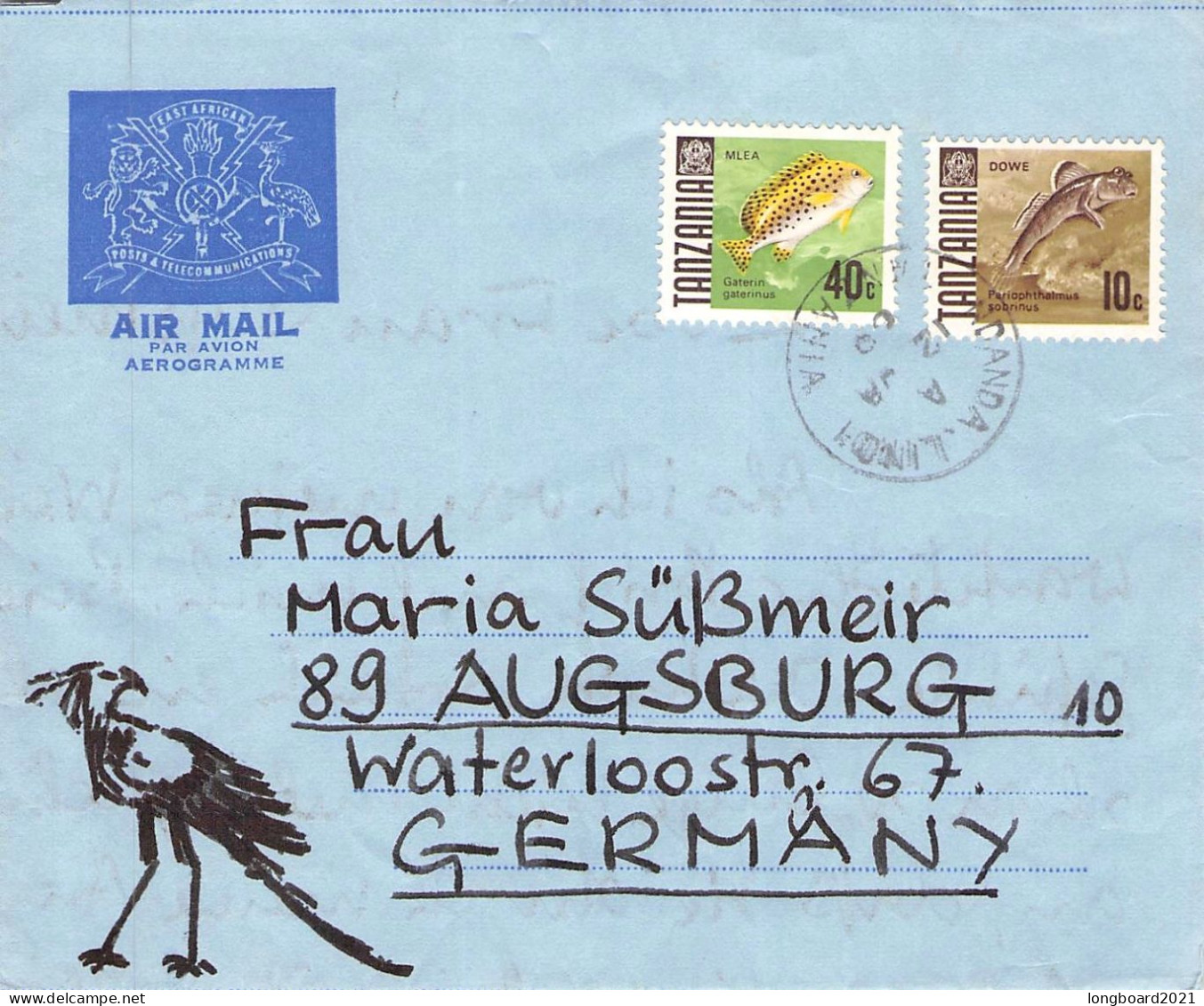 TANZANIA - AEROGRAMME 1969 - AUGSBURG/DE / 735 - Tansania (1964-...)