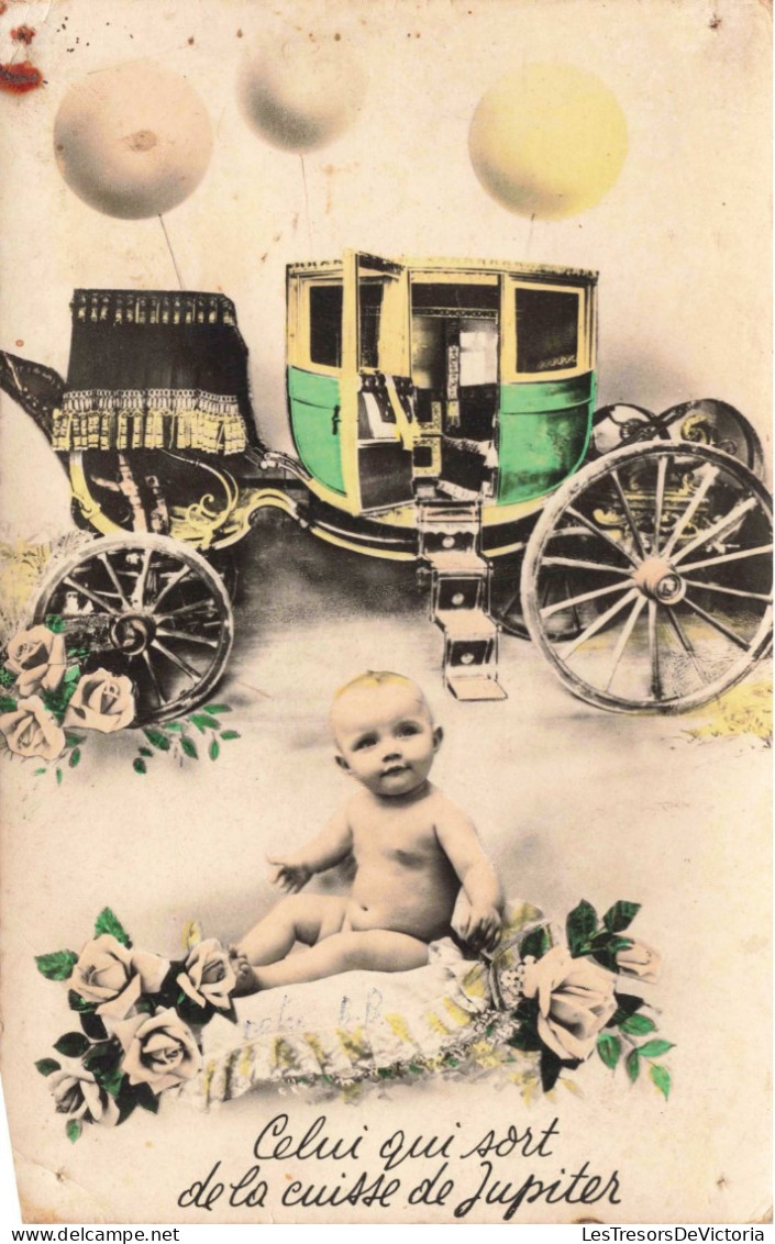 FANTAISIE - Bébés - Calèche - Celui Qui Sort De La Cuisse De Jupiter - Carte Postale Ancienne - Babies