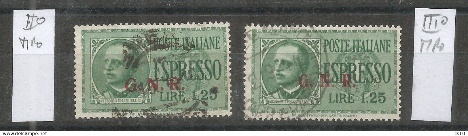 Italia Rep.Sociale Emissioni Guardia Naz. Repubblicana - Espresso L.1,25 USATO  II° Tipo + III° Tipo - Usati