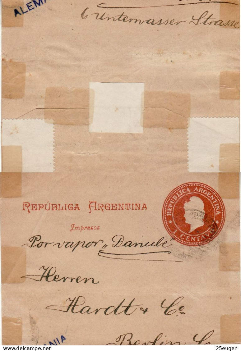 ARGENTINA 1899 WRAPPER SENT TO BERLIN - Briefe U. Dokumente