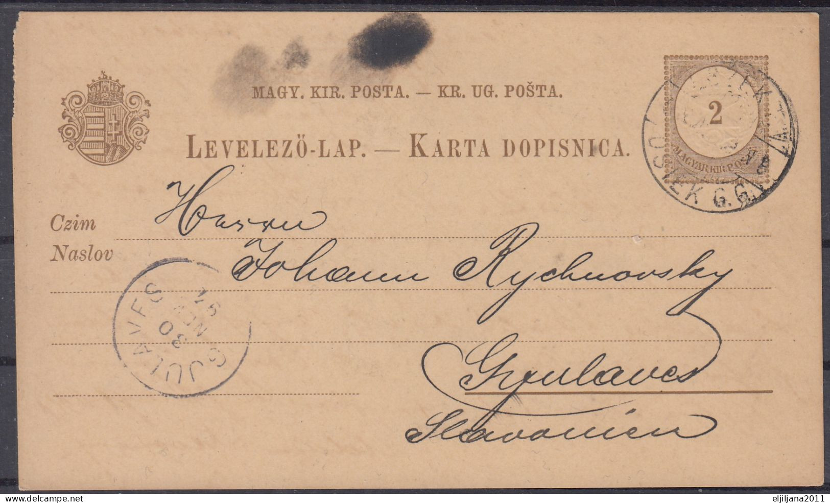 ⁕ Hungary 1894 CROATIA ⁕ Postal Stationery Levelező-lap Karta Dopisnica OSIEK - GJULAVES ( Đulovac ) ⁕ See Scan - Interi Postali