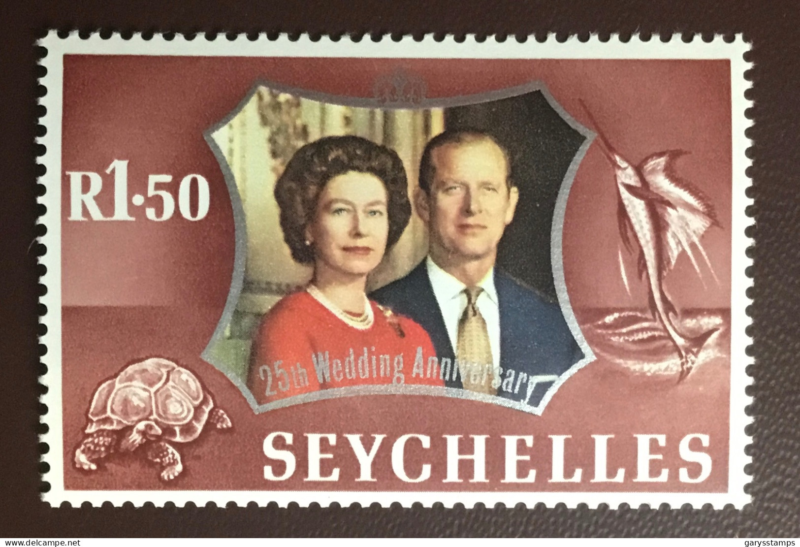 Seychelles 1972 Silver Wedding 1.5r Watermark Inverted MNH - Seychelles (...-1976)