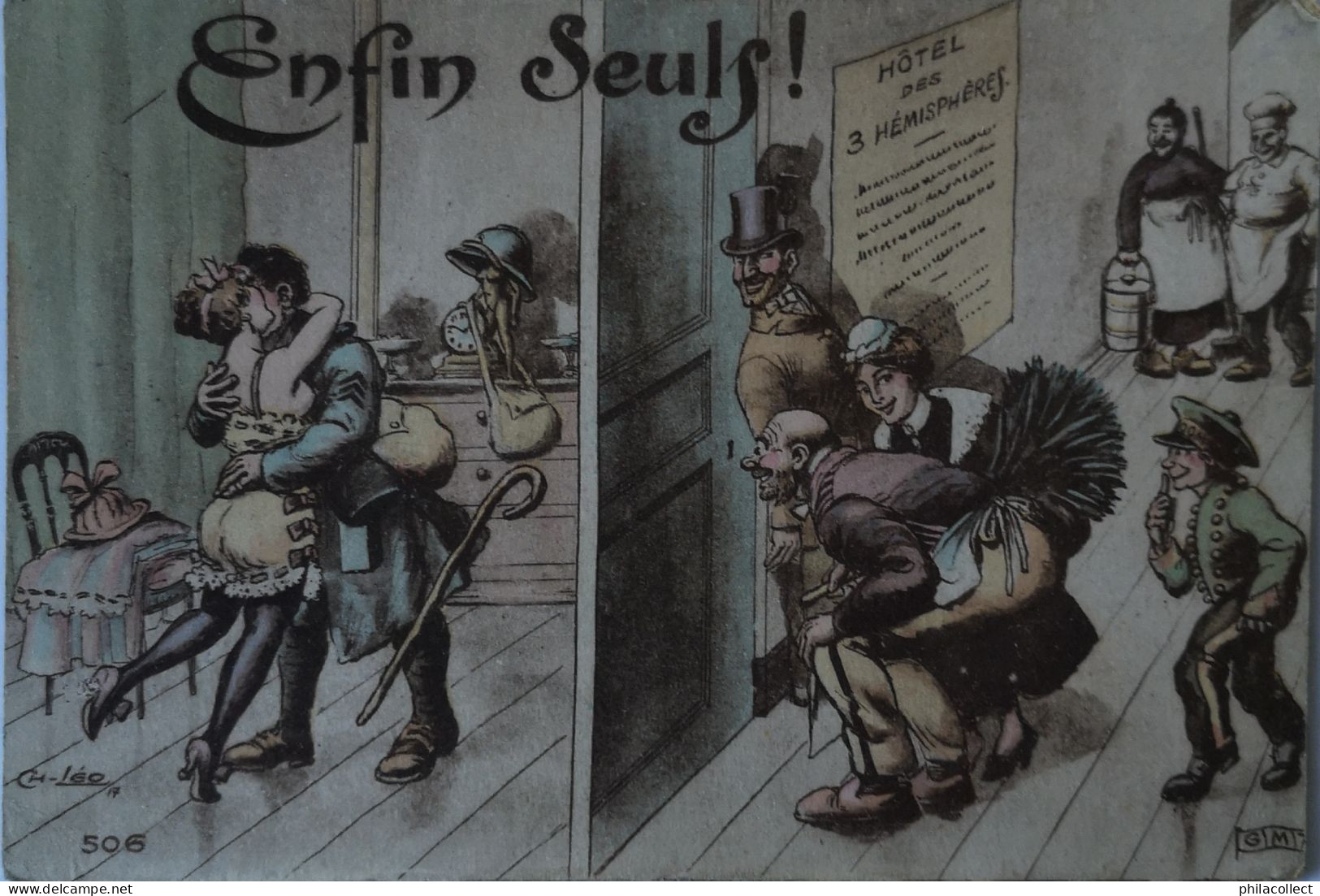 Humor Militair // Enfin Seuls - Illustrator CH Leo 1918 - Humoristiques