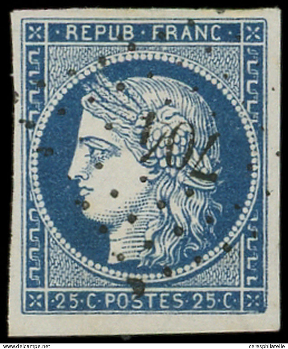 EMISSION DE 1849 - 4a   25c. Bleu Foncé, Belles Marges, Obl. PC 704, Superbe - 1849-1850 Ceres