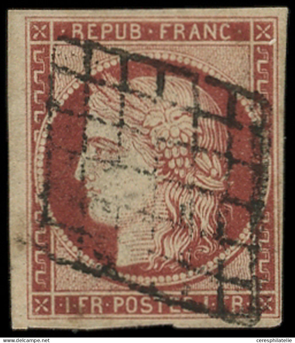 EMISSION DE 1849 - 6B    1f. Carmin-brun, Oblitéré GRILLE, TB. C - 1849-1850 Ceres