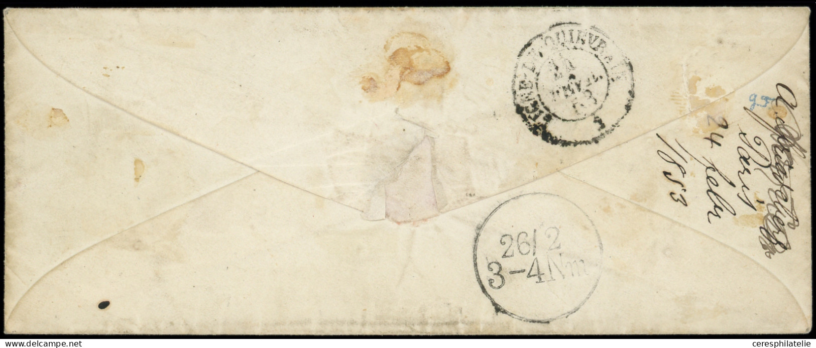 Let EMISSION DE 1849 - 6     1f. Carmin Obl. Los. DS2 S. Env., Càd (DS2) PARIS (DS2) 24/2/63, Pour BERLIN Arr. 26/2, TB - 1849-1876: Période Classique