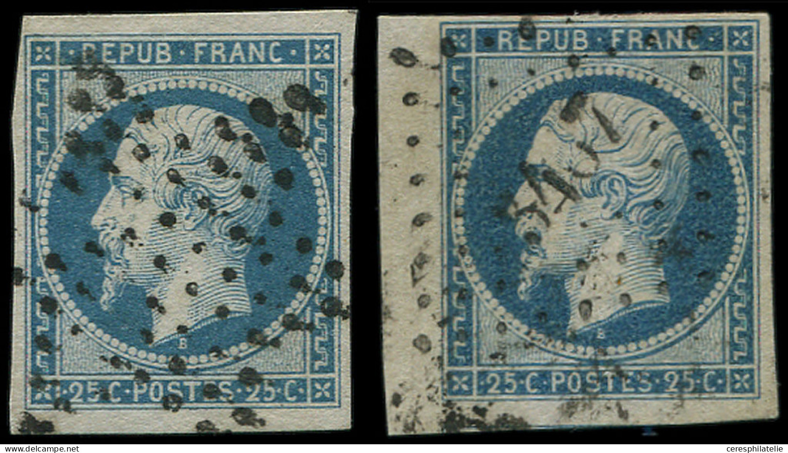 PRESIDENCE - 10   25c. Bleu, 2 Ex. Obl. PC (bdf) Et ETOILE, TB - 1852 Louis-Napoleon