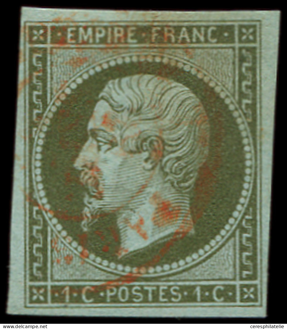 EMPIRE NON DENTELE - 11a   1c. Bronze, Obl. Càd ROUGE Des Imprimés, Frappe Légère, TB - 1853-1860 Napoléon III