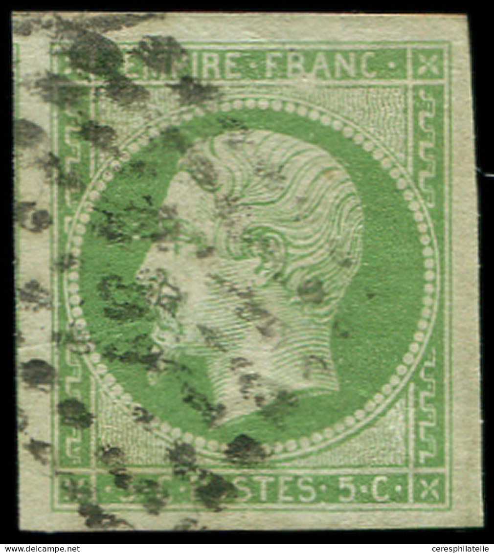 EMPIRE NON DENTELE - 12    5c. Vert, Grandes Marges, Obl. Los. Baton, TTB - 1853-1860 Napoléon III