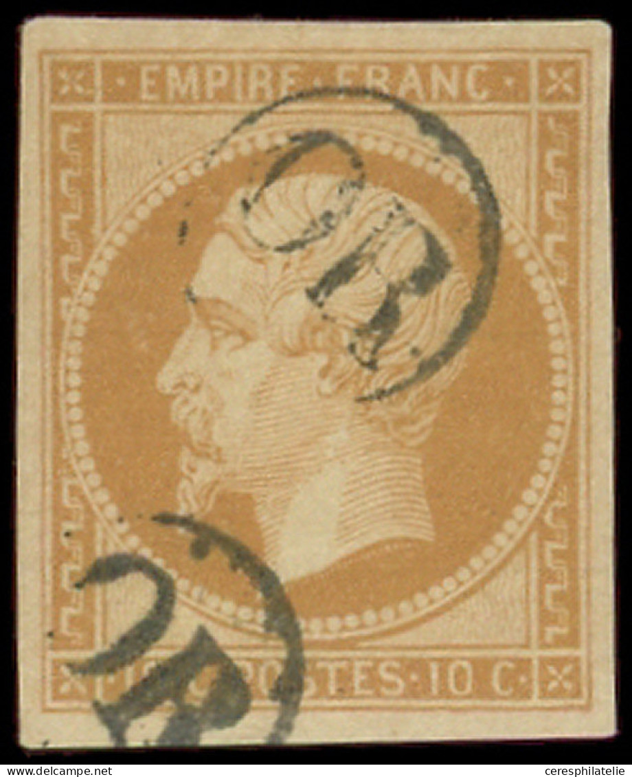 EMPIRE NON DENTELE - 13B  10c. Brun Clair, T II, Obl. OR, TB - 1853-1860 Napoléon III.