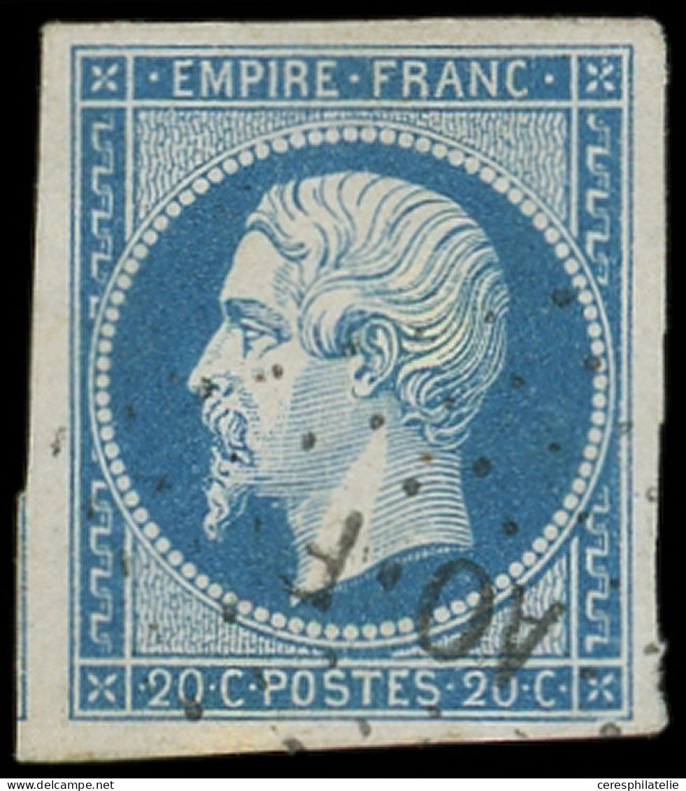 EMPIRE NON DENTELE - 14A  20c. Bleu, T I, Obl. Los. AOF, TTB - 1853-1860 Napoleon III