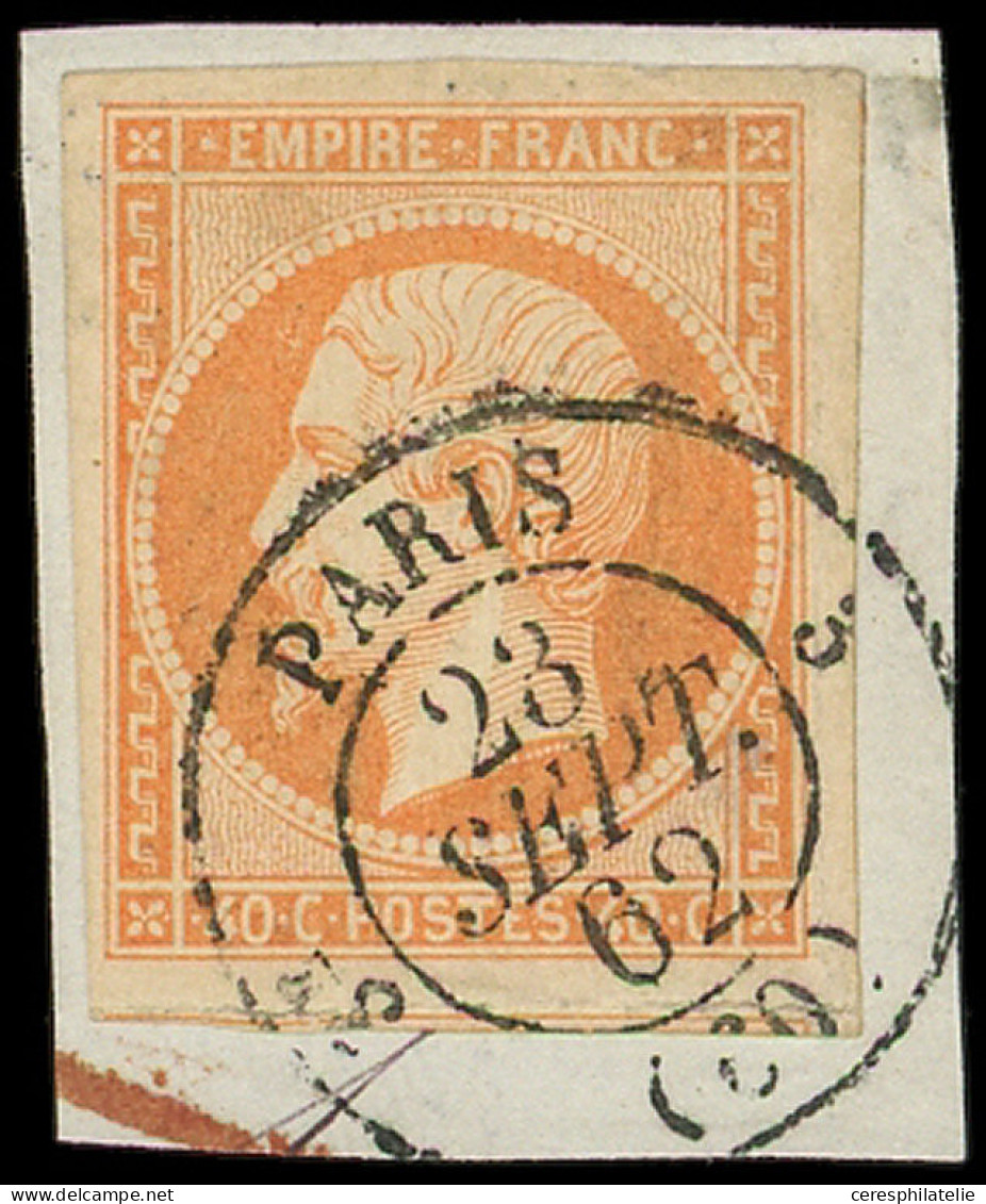 EMPIRE NON DENTELE - 16   40c. Orange, Obl. Càd 3e PARIS 3 23/9/62 S. Fragt, Frappe Sup. - 1853-1860 Napoleon III