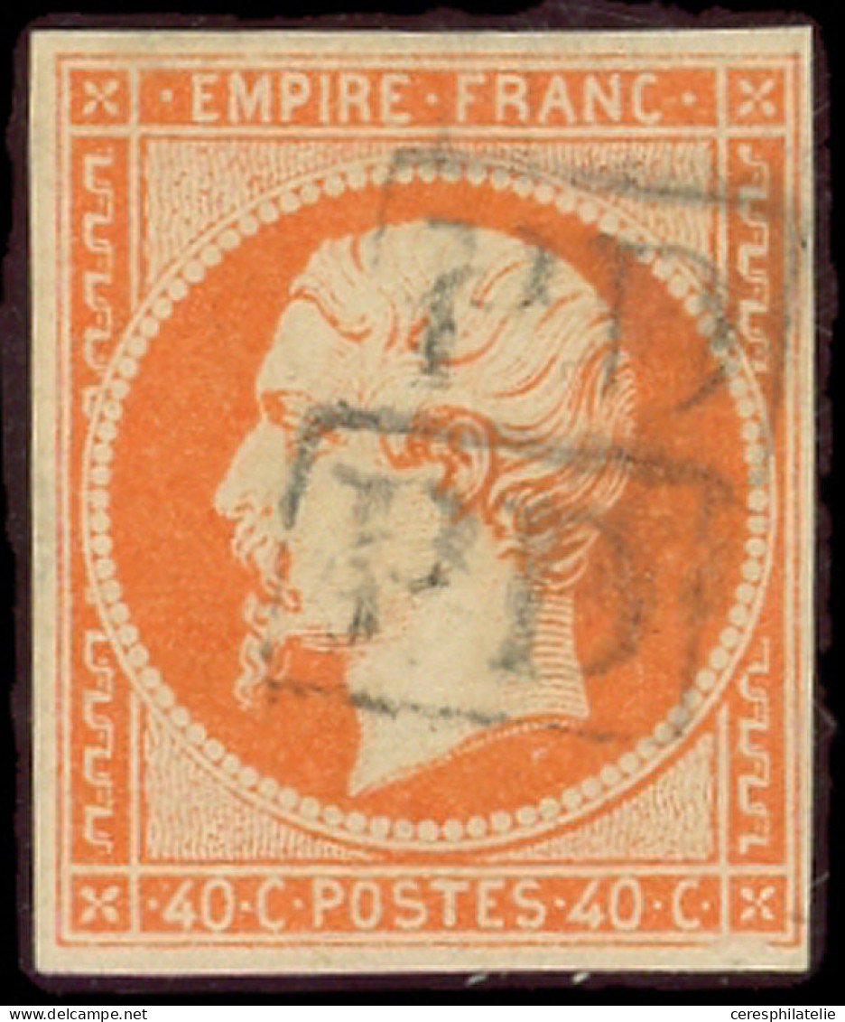 EMPIRE NON DENTELE - 16   40c. Orange, Obl. Cachet PD Encadré, 2 Frappes, TB - 1853-1860 Napoleone III