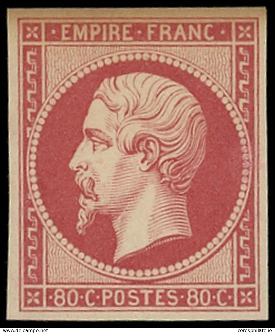 ** EMPIRE NON DENTELE - R17Ah 80c. Carmin-rose, REIMPRESSION, La Marge Sup. Est Lég. Jaunie, Sinon Très Frais Et TTB - 1853-1860 Napoleone III