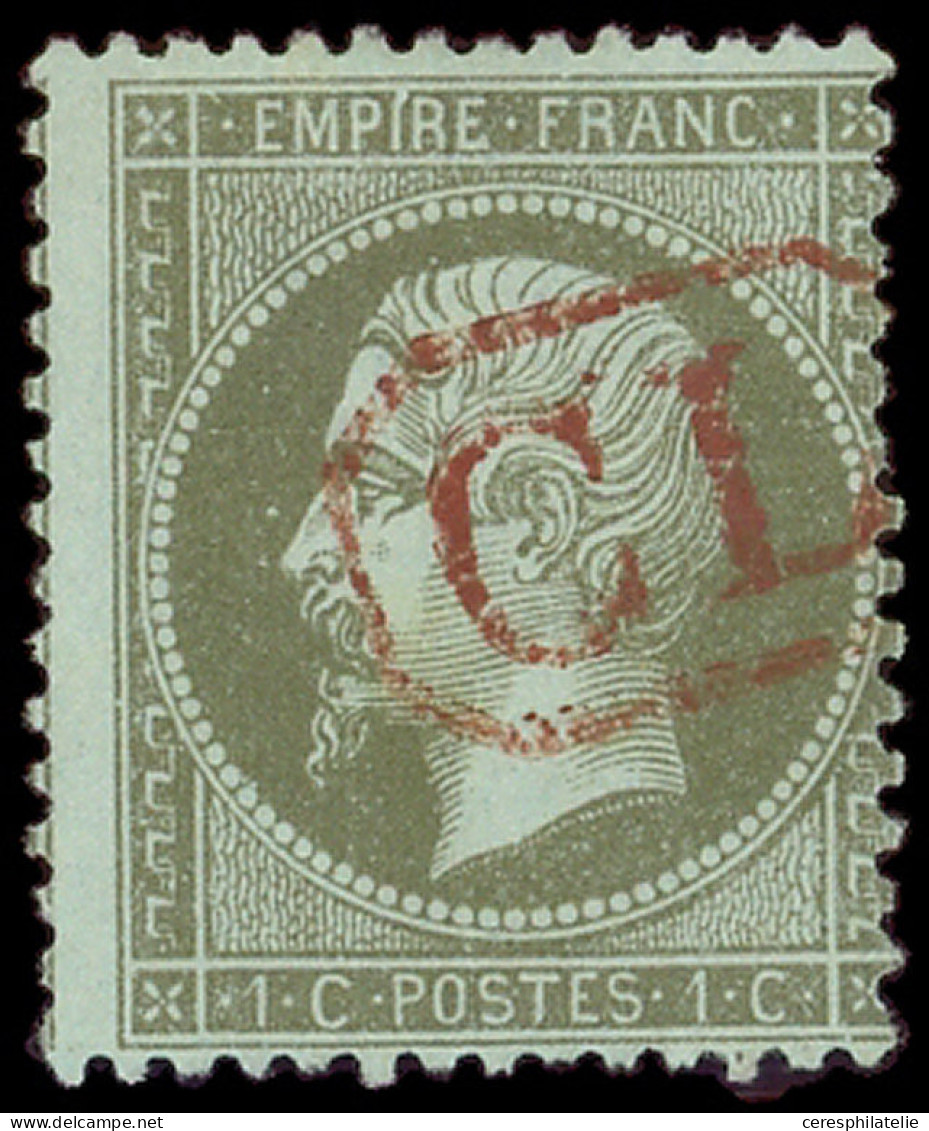 EMPIRE DENTELE - 19    1c. Olive, Obl. Cachet CL Rouge, TB - 1862 Napoléon III.