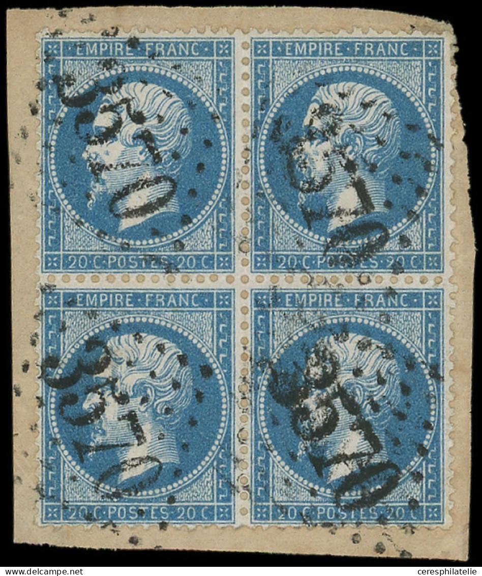 EMPIRE DENTELE - 22   20c. Bleu, BLOC De 4 Obl. GC 3570 S. Fragt, TB - 1862 Napoléon III