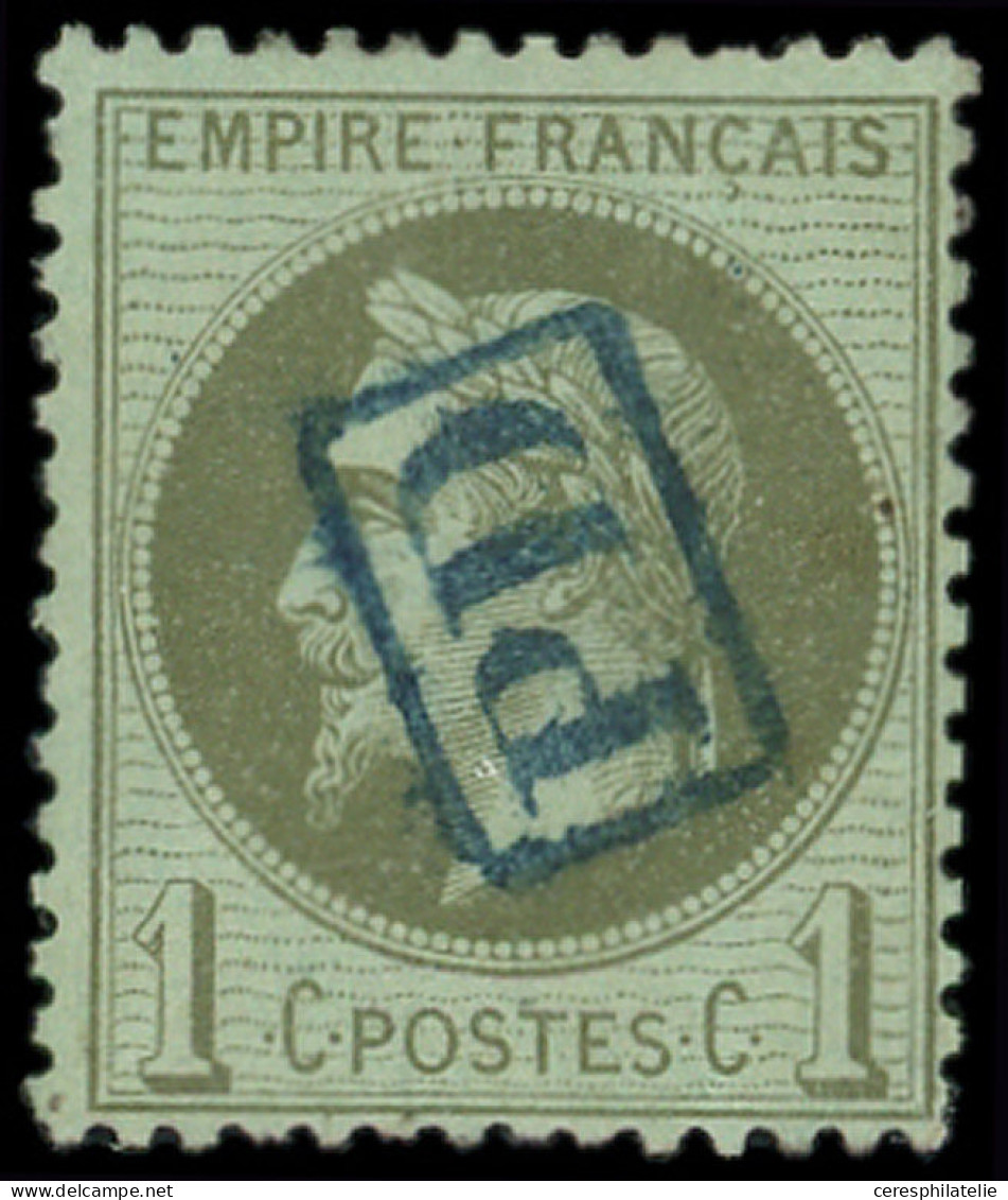 EMPIRE LAURE - 25    1c. Vert-bronze, Obl. Cachet Bleu PD Encadré, TB - 1863-1870 Napoléon III Lauré