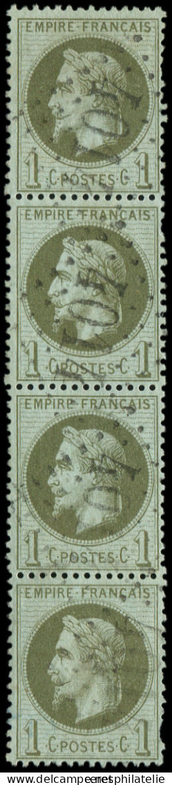 EMPIRE LAURE - 25    1c. Bronze, BANDE De 4 Obl. GC 4014 De LA TREMBLADE, TB - 1863-1870 Napoleon III With Laurels