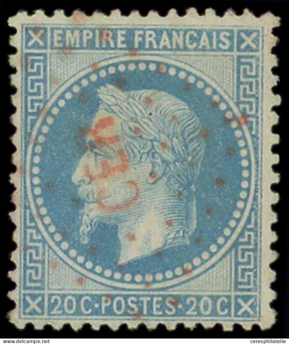 EMPIRE LAURE - 29B  20c. Bleu, T II, Obl. Los. Rouge CER, TB - 1863-1870 Napoléon III Con Laureles