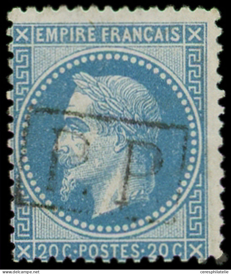 EMPIRE LAURE - 29B  20c. Bleu, T II, Obl. Cachet PP Encadré, TB - 1863-1870 Napoléon III. Laure