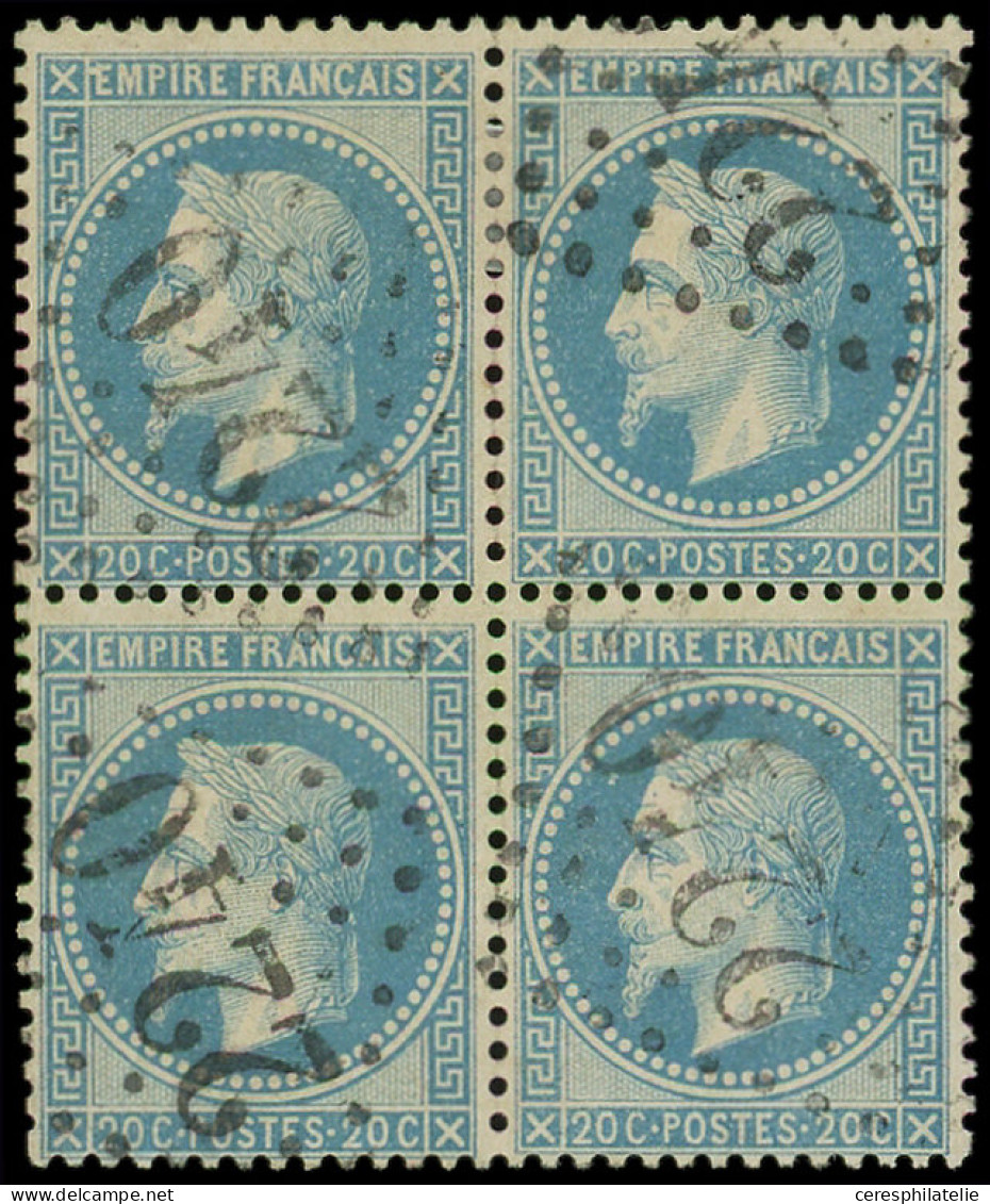 EMPIRE LAURE - 29B  20c. Bleu, T II, BLOC De 4 Obl. GC 2240, TB - 1863-1870 Napoléon III. Laure