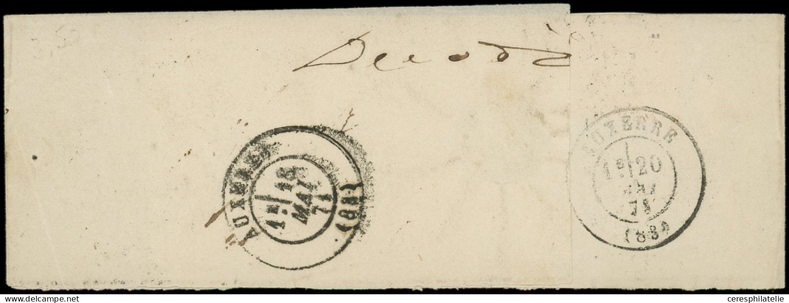 Let EMISSION DE BORDEAUX - 46B  20c. Bleu, T III, R II, Obl. GC 249 S. Bande Complète CHARGE Du Tribunal De Première Ins - 1849-1876: Classic Period