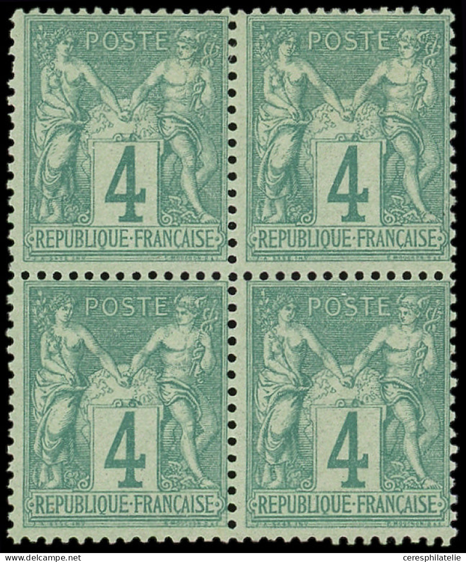 ** TYPE SAGE - 63    4c. Vert, BLOC De 4, La Paire Sup. Est *, TB - 1876-1878 Sage (Type I)