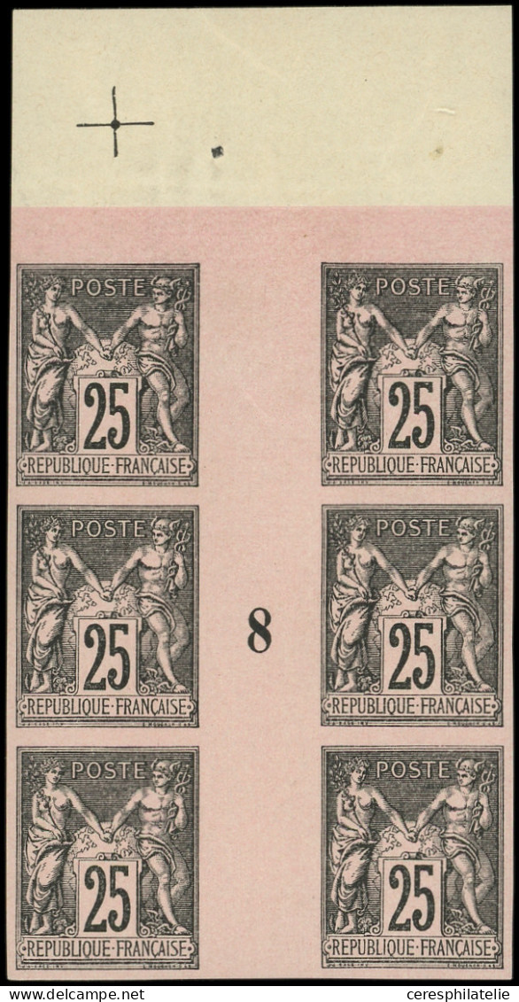 ** TYPE SAGE - 97   25c. Noir Sur Rose, BLOC De 6 Interp. Mill.8 NON DENTELE, Superbe - 1876-1898 Sage (Type II)