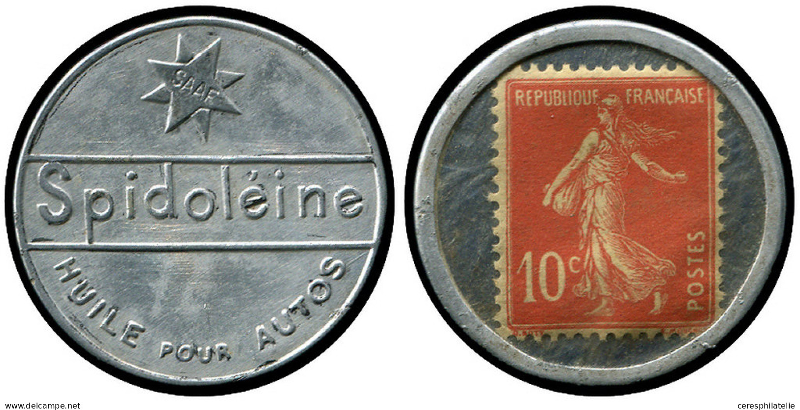 VARIETES - 138   Semeuse Camée, 10c. Rouge, Timbre-Monnaie SPIDOLEINE, T I Non Visible Au Recto, TB - Used Stamps