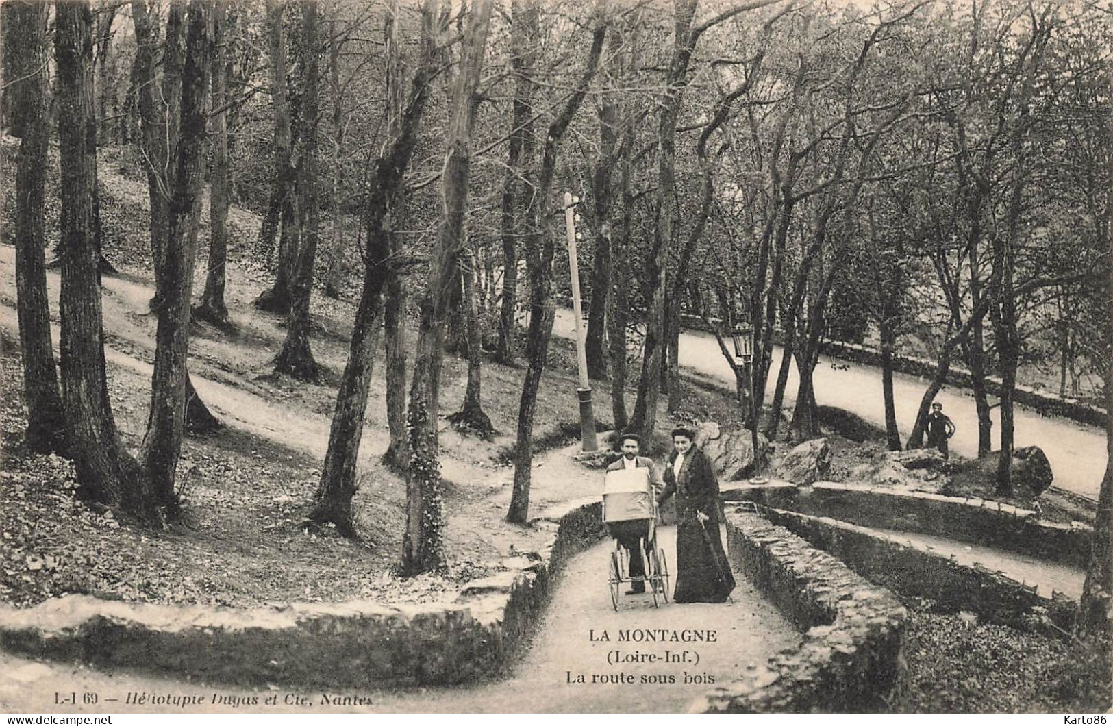 La Montagne * 1908 * La Route Sous Bois * Landau Poussette Pram Kinderwagen * Enfants Villageois - La Montagne