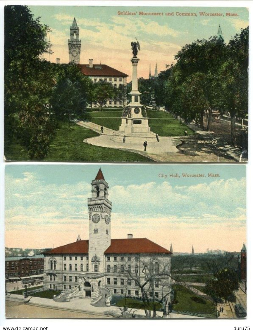 LOT 2 CPA WORCESTER Soldiers' Monument And Common & City Hall - Worcester