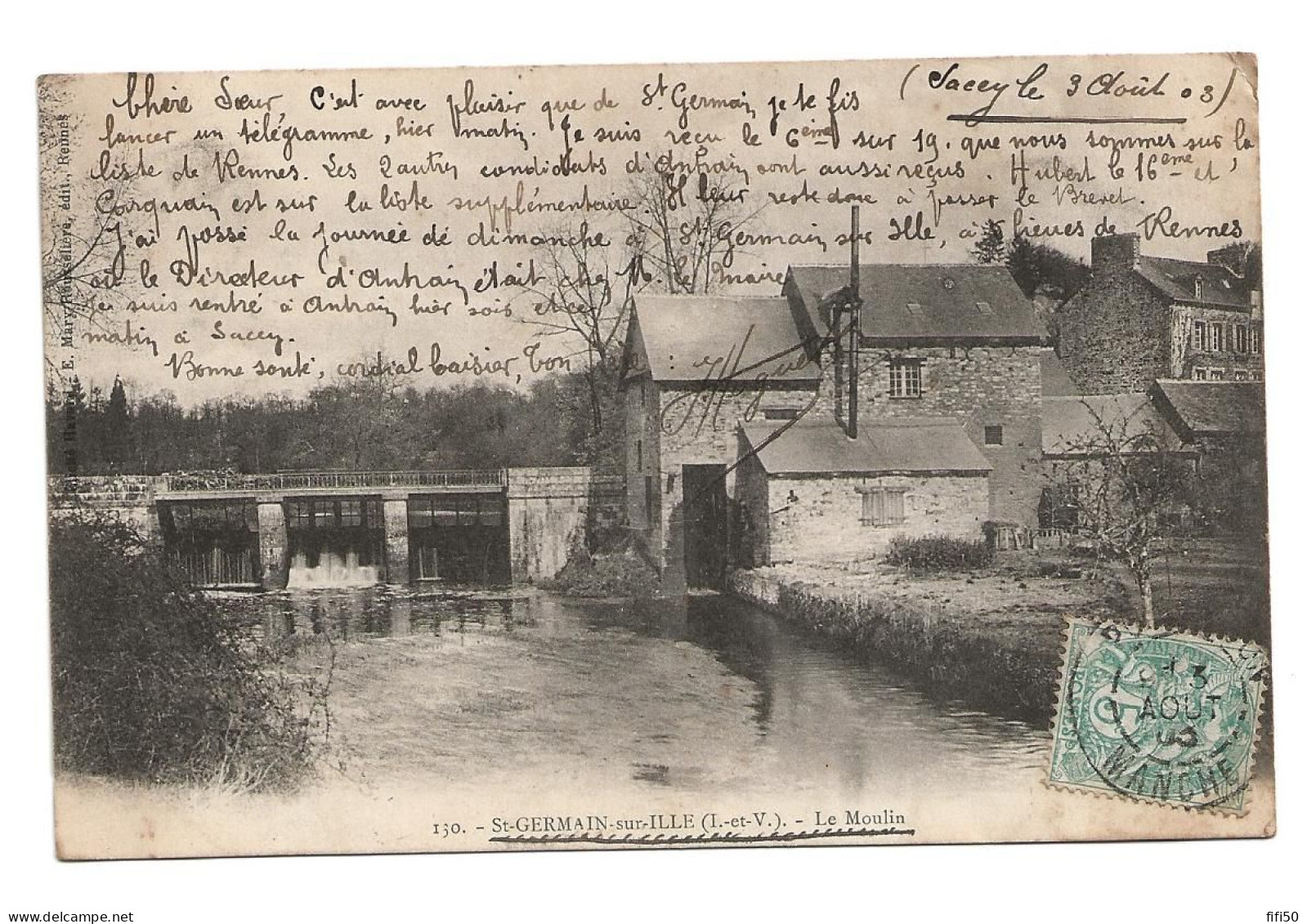 SAINT GERMAIN Sur ILLE 35 Le Moulin En 1903 - Saint-Germain-sur-Ille