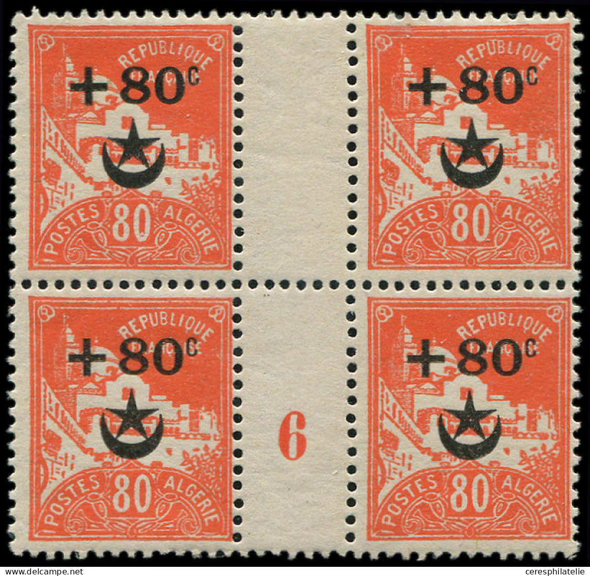 ** ALGERIE 67 : +80c. Sur 80c. Orange, BLOC De 4 Avec Mill.6, TB - Other & Unclassified