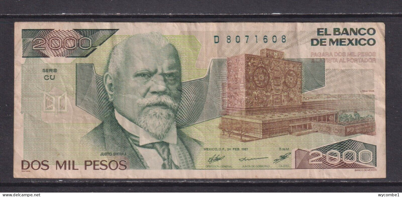 MEXICO - 1989 2000 Pesos Circulated Banknote - Mexique