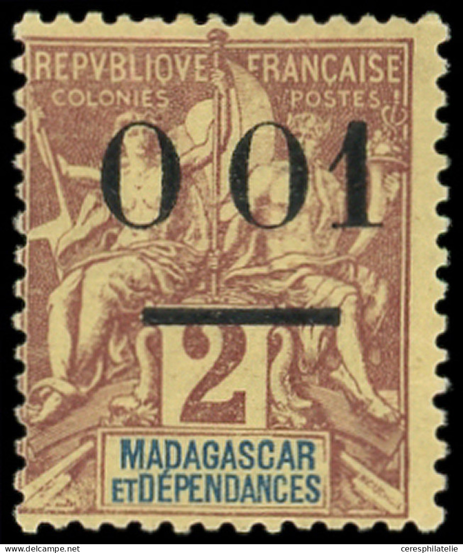 * MADAGASCAR 56d : 0 01 Sur 2c. Brun-lilas Sur Paille, SANS La Virgule, TB - Otros & Sin Clasificación