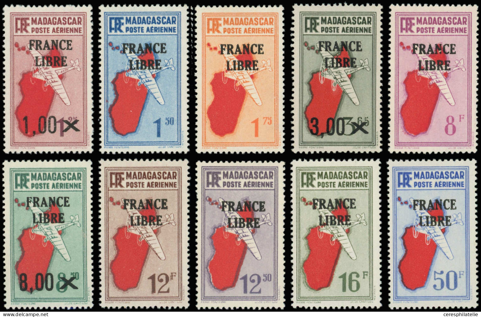 (*) MADAGASCAR PA 45/54 : La Série FRANCE LIBRE Surchargée, TB - Other & Unclassified