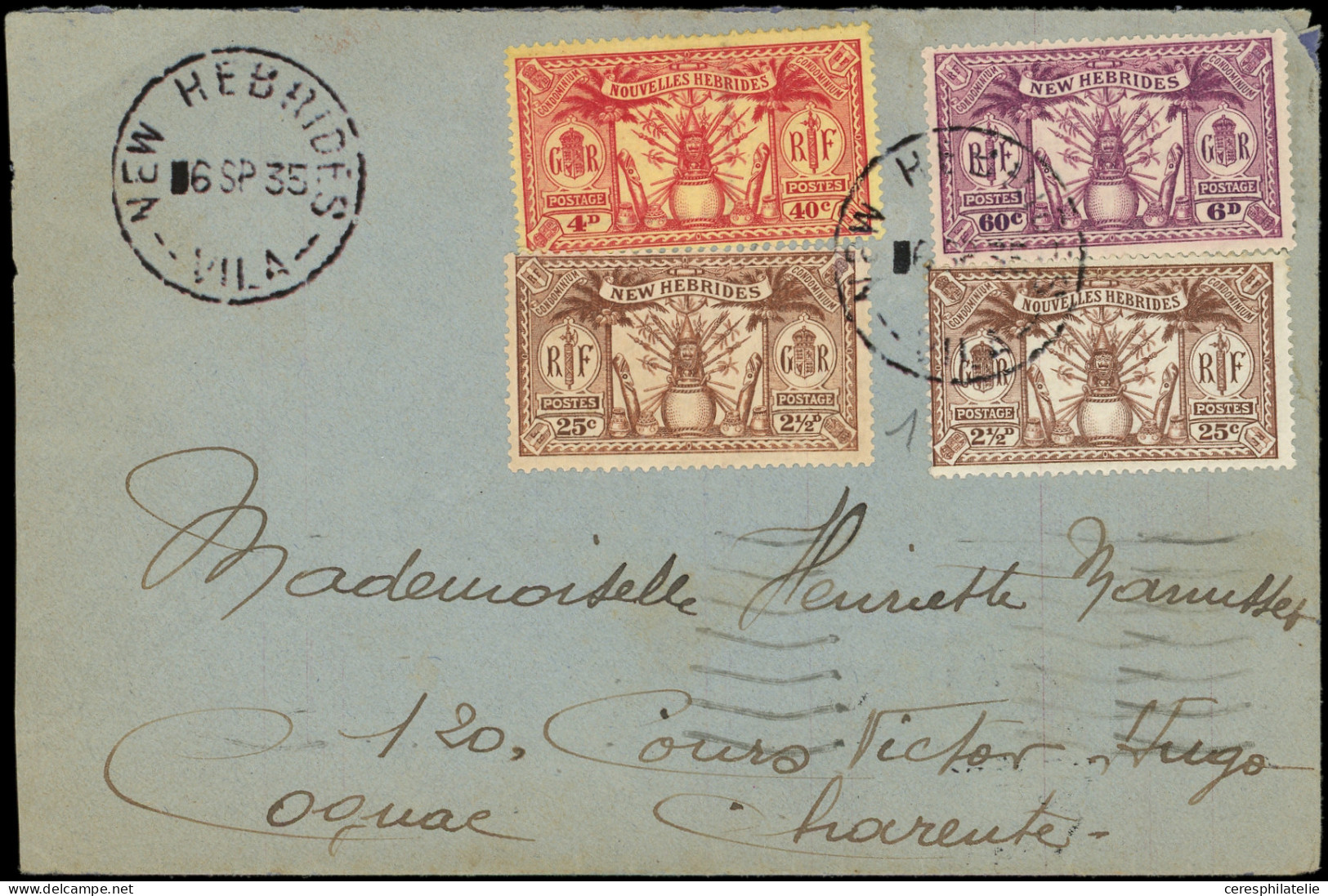 Let NOUVELLES HEBRIDES 83, 85, 94 Et 96 Obl. NEW HEBRIDES VILA 6/9/35 S. Env., TB - Other & Unclassified